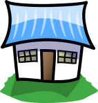 House with blue roof